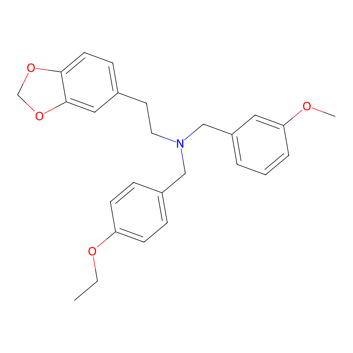 2-(1,3-benzodioxol-5-yl)-N-[(4-ethoxyphenyl)methyl]-N-[(3-methoxyphenyl)methyl]ethanamine molecular structure, CAS 356094-75-2