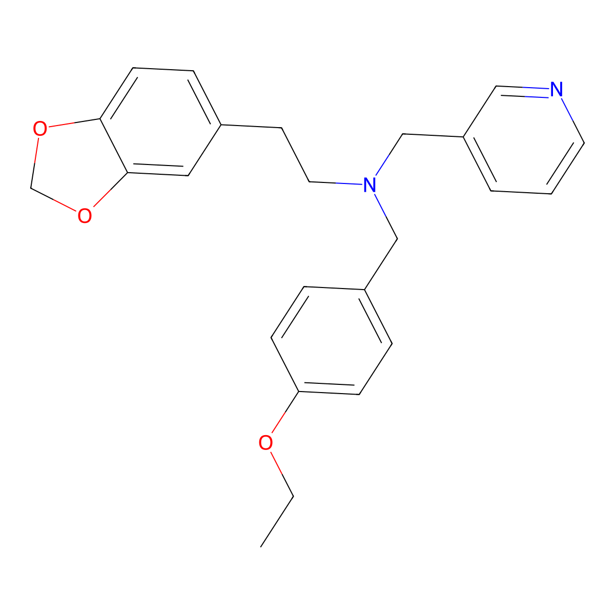 2-(1,3-benzodioxol-5-yl)-N-[(4-ethoxyphenyl)methyl]-N-(pyridin-3-ylmethyl)ethanamine molecular structure, CAS 356095-03-9