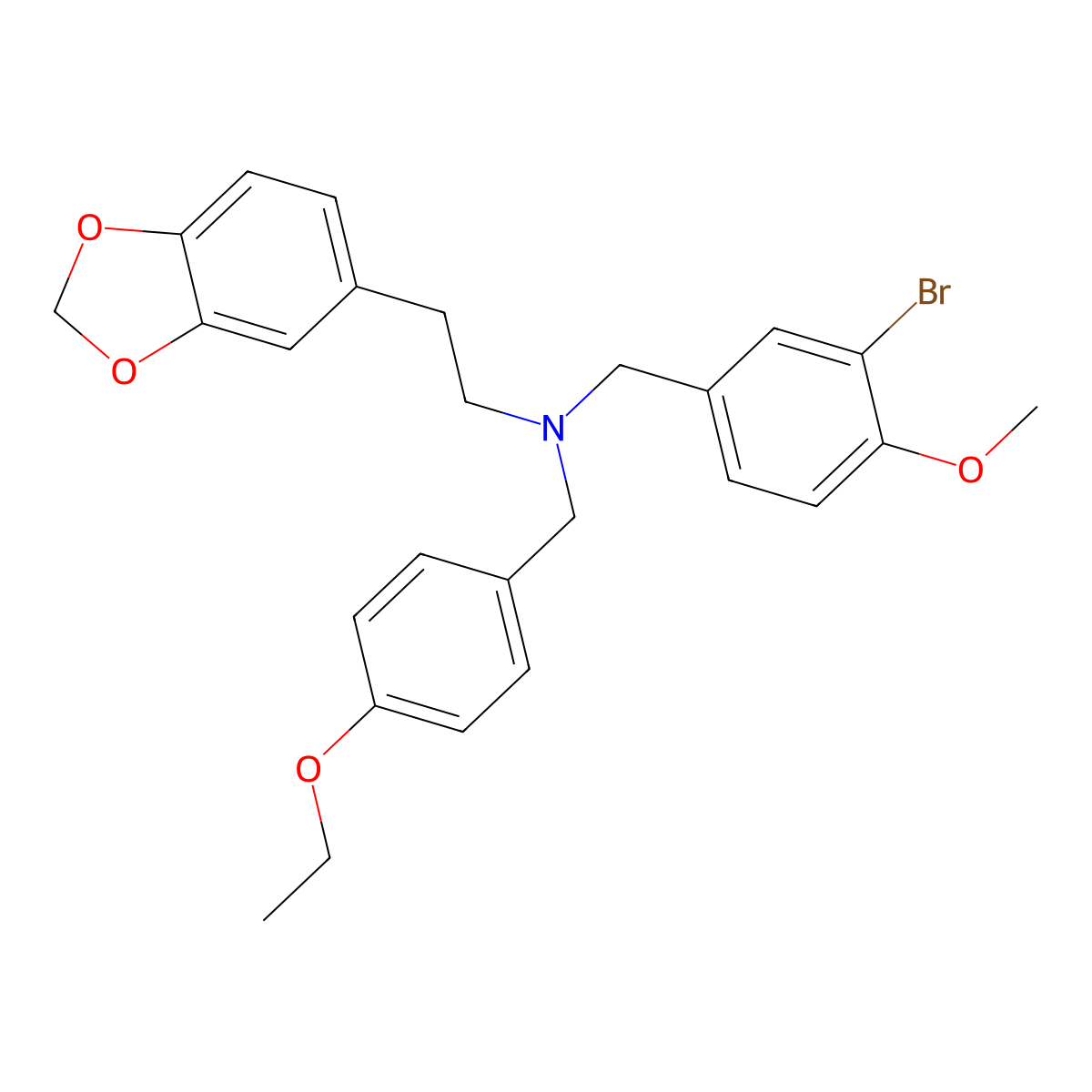 2-(1,3-benzodioxol-5-yl)-N-[(3-bromo-4-methoxyphenyl)methyl]-N-[(4-ethoxyphenyl)methyl]ethanamine molecular structure, CAS 356095-21-1