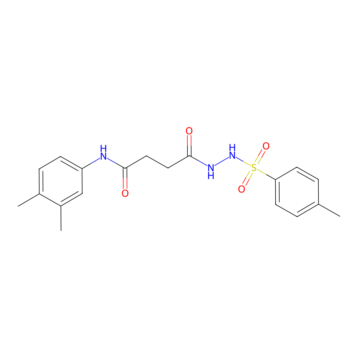 N-(3,4-dimethylphenyl)-4-{2-[(4-methylphenyl)sulfonyl]hydrazino}-4-oxobutanamide molecular structure, CAS 356095-50-6