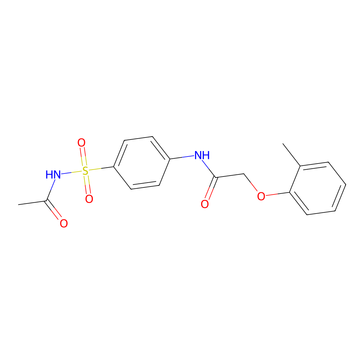 N-{4-[(acetylamino)sulfonyl]phenyl}-2-(2-methylphenoxy)acetamide molecular structure, CAS 356095-75-5