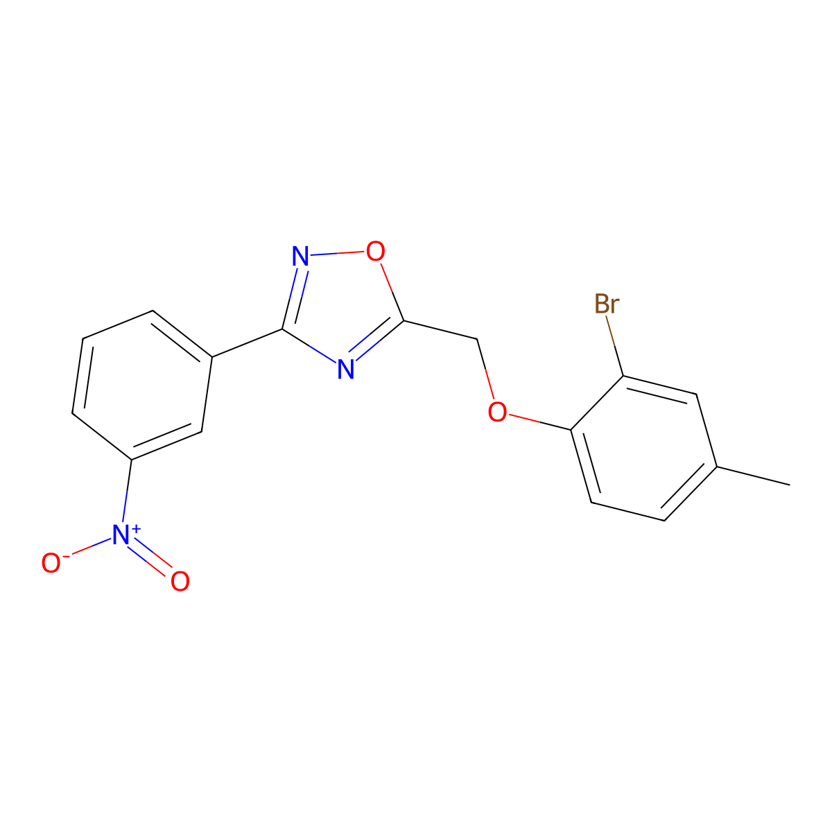 5-[(2-Bromo-4-methylphenoxy)methyl]-3-(3-nitrophenyl)-1,2,4-oxadiazole molecular structure, CAS 356096-06-5