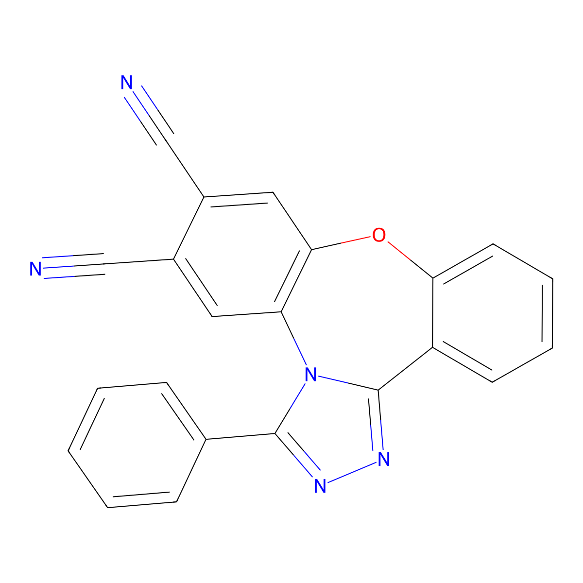 3-Phenyldibenzo[b,f][1,2,4]triazolo[4,3-d][1,4]oxazepine-6,7-dicarbonitrile molecular structure, CAS 356096-72-5
