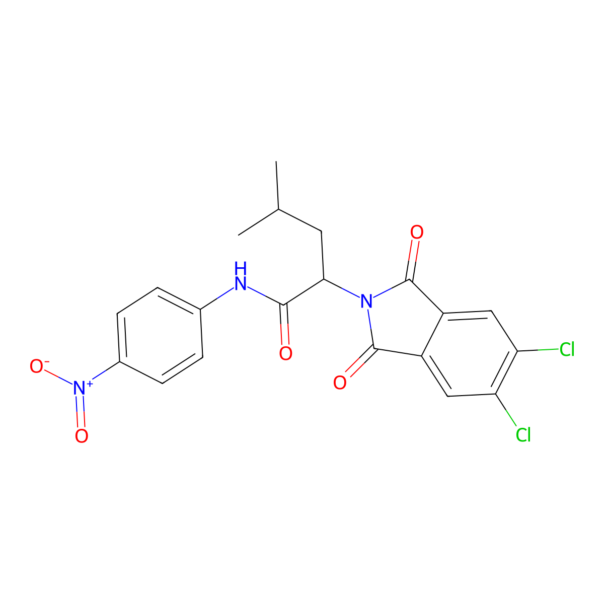 2-(5,6-dichloro-1,3-dioxoisoindol-2-yl)-4-methyl-N-(4-nitrophenyl)pentanamide molecular structure, CAS 356097-36-4