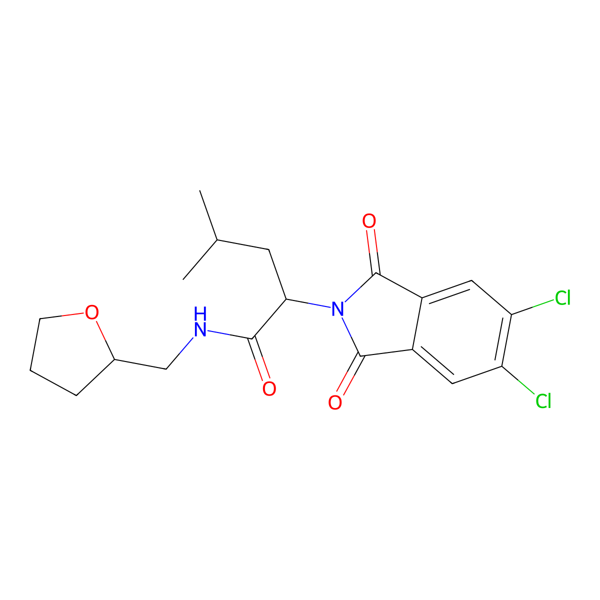 2-(5,6-dichloro-1,3-dioxoisoindol-2-yl)-4-methyl-N-(oxolan-2-ylmethyl)pentanamide molecular structure, CAS 356097-51-3