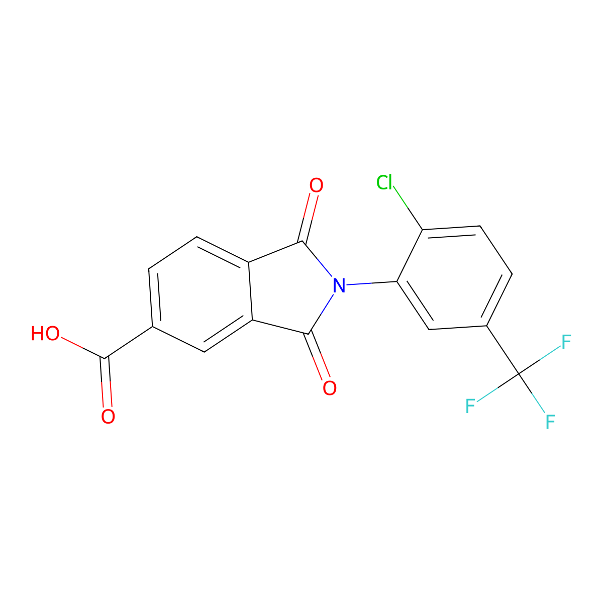 2-[2-Chloro-5-(trifluoromethyl)phenyl]-1,3-dioxoisoindole-5-carboxylic acid molecular structure, CAS 356098-07-2
