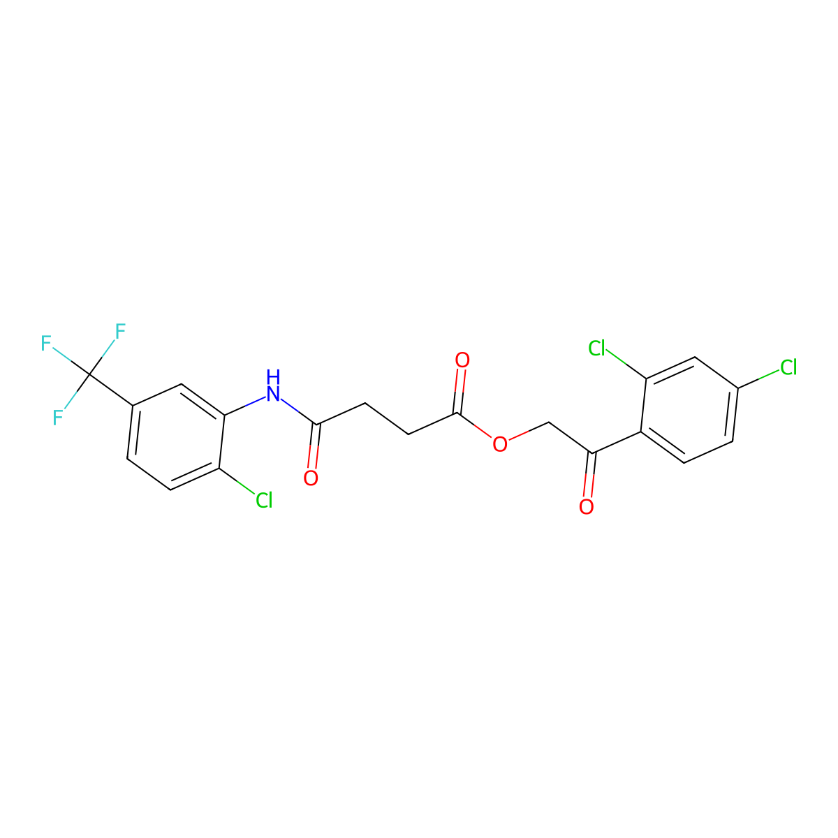 2-(2,4-Dichlorophenyl)-2-oxoethyl 4-((2-chloro-5-(trifluoromethyl)phenyl)amino)-4-oxobutanoate molecular structure, CAS 356098-41-4