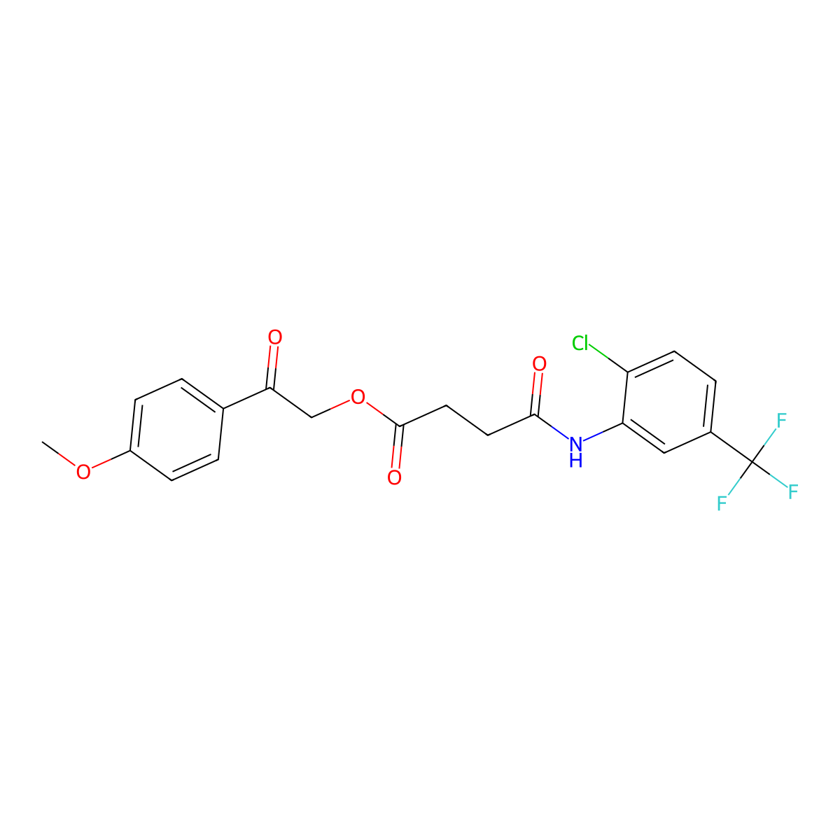 2-(4-Methoxyphenyl)-2-oxoethyl 4-((2-chloro-5-(trifluoromethyl)phenyl)amino)-4-oxobutanoate molecular structure, CAS 356098-47-0