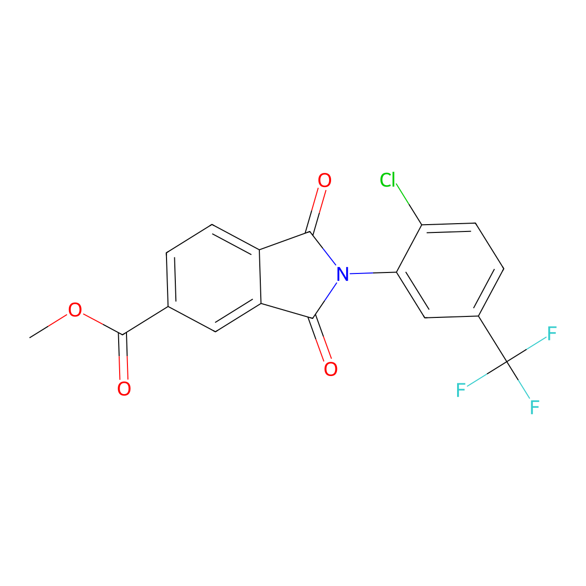 Methyl 2-[2-chloro-5-(trifluoromethyl)phenyl]-1,3-dioxoisoindole-5-carboxylate molecular structure, CAS 356098-51-6