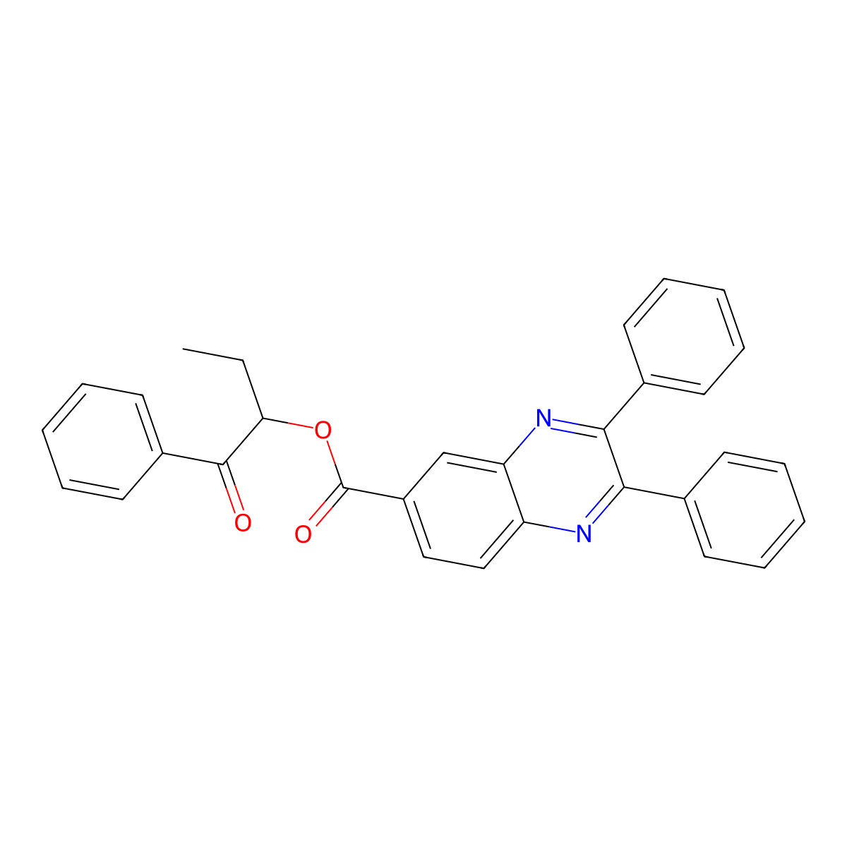1-Benzoylpropyl 2,3-diphenyl-6-quinoxalinecarboxylate molecular structure, CAS 356098-94-7