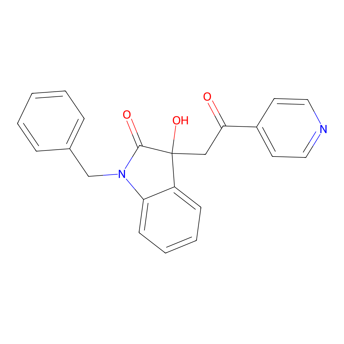 1-benzyl-3-hydroxy-3-[2-oxo-2-(4-pyridinyl)ethyl]-1,3-dihydro-2H-indol-2-one molecular structure, CAS 356099-46-2