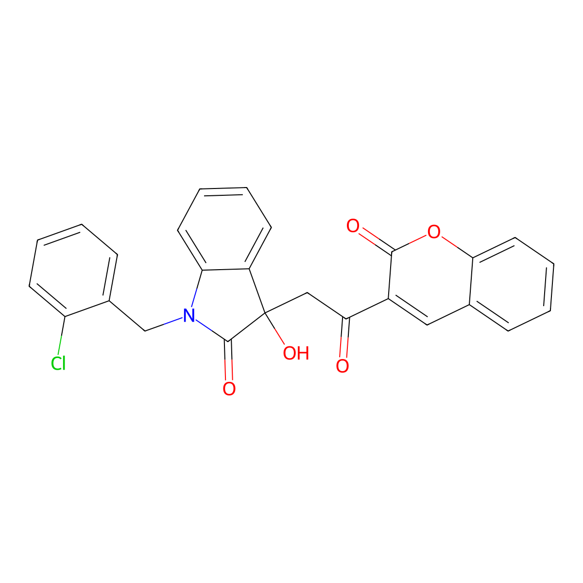 1-(2-chlorobenzyl)-3-hydroxy-3-[2-oxo-2-(2-oxo-2H-chromen-3-yl)ethyl]-1,3-dihydro-2H-indol-2-one molecular structure, CAS 356099-48-4
