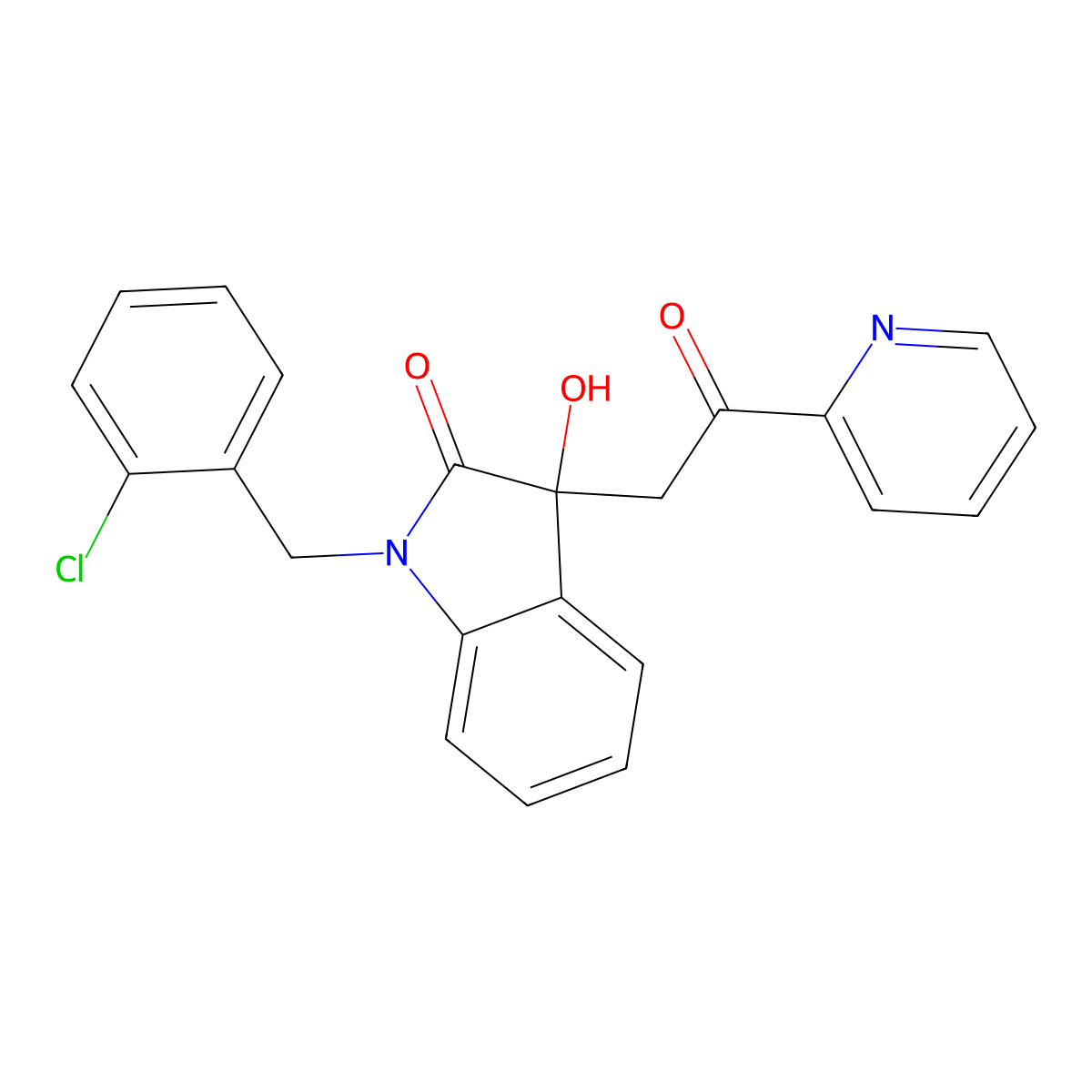 1-[(2-Chlorophenyl)methyl]-3-hydroxy-3-(2-oxo-2-pyridin-2-ylethyl)indol-2-one molecular structure, CAS 356099-49-5