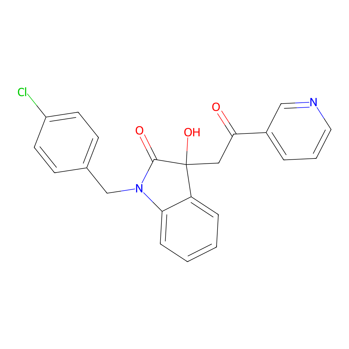 1-(4-chlorobenzyl)-3-hydroxy-3-[2-oxo-2-(pyridin-3-yl)ethyl]-1,3-dihydro-2H-indol-2-one molecular structure, CAS 356099-53-1