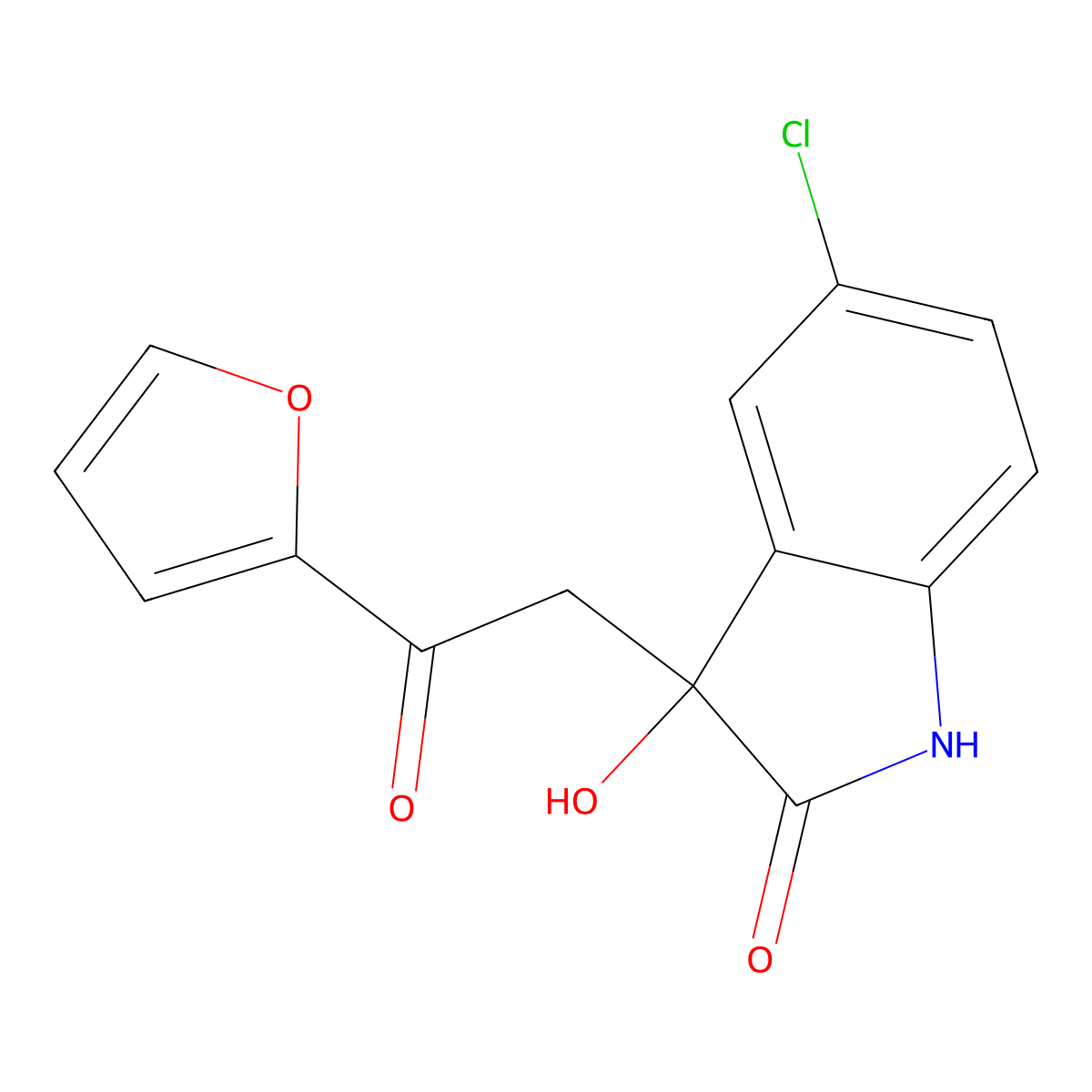5-Chloro-3-(2-(furan-2-yl)-2-oxoethyl)-3-hydroxyindolin-2-one molecular structure, CAS 356099-55-3