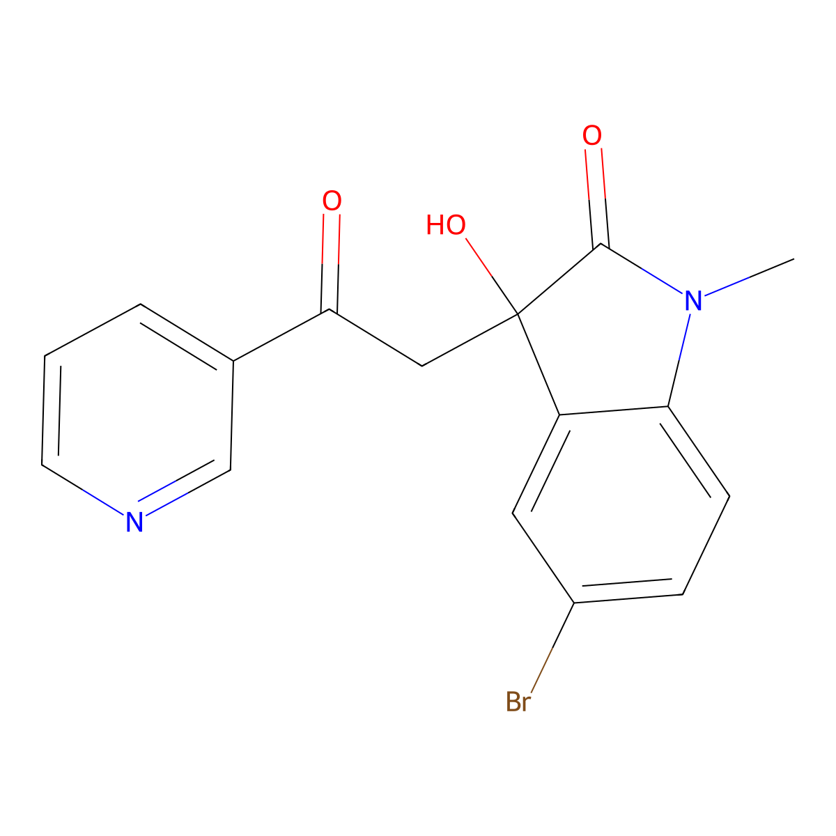 5-bromo-3-hydroxy-1-methyl-3-[2-oxo-2-(pyridin-3-yl)ethyl]-1,3-dihydro-2H-indol-2-one molecular structure, CAS 356099-58-6