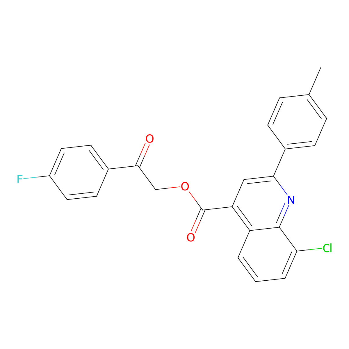2-(4-Fluorophenyl)-2-oxoethyl 8-chloro-2-(4-methylphenyl)-4-quinolinecarboxylate molecular structure, CAS 356099-70-2