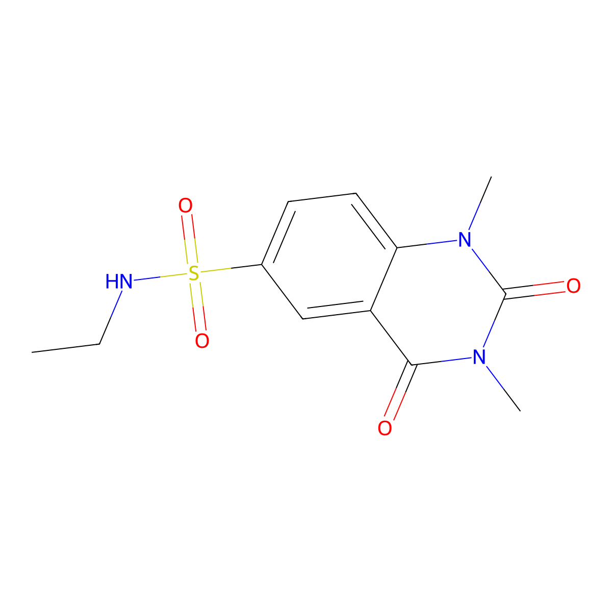N-ethyl-1,3-dimethyl-2,4-dioxoquinazoline-6-sulfonamide molecular structure, CAS 356099-89-3