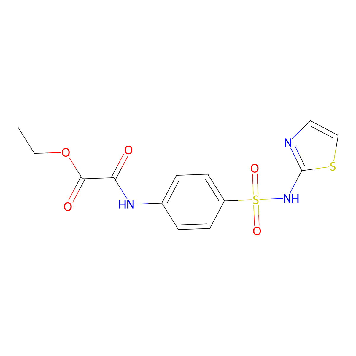 Ethyl oxo{[4-(1,3-thiazol-2-ylsulfamoyl)phenyl]amino}acetate molecular structure, CAS 3561-07-7