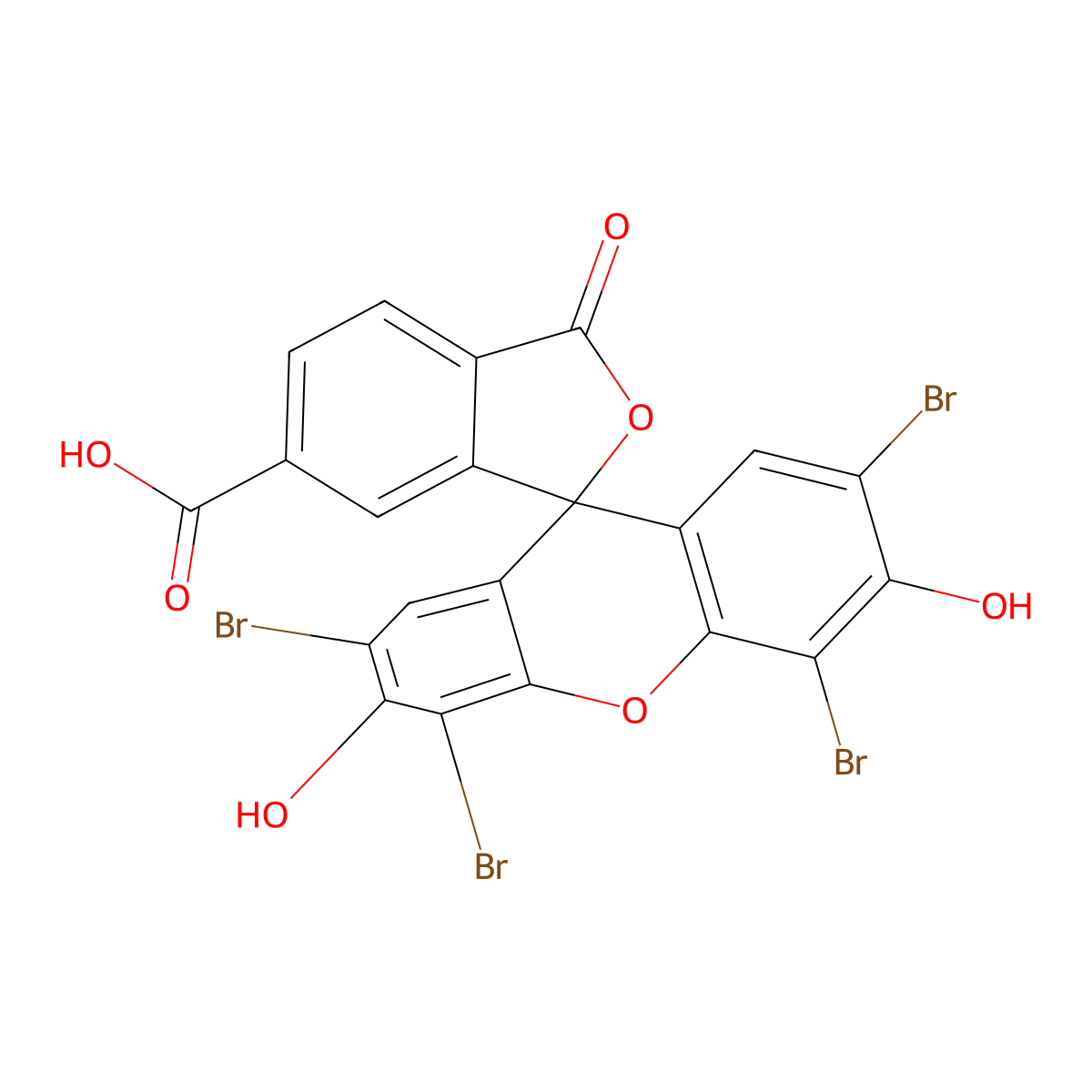 2',4',5',7'-Tetrabromo-3',6'-dihydroxy-3-oxo-3H-spiro[isobenzofuran-1,9'-xanthene]-6-carboxylic acid molecular structure, CAS 3561-24-8