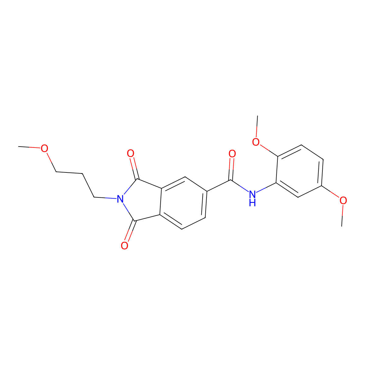 N-(2,5-dimethoxyphenyl)-2-(3-methoxypropyl)-1,3-dioxoisoindole-5-carboxamide molecular structure, CAS 356100-16-8