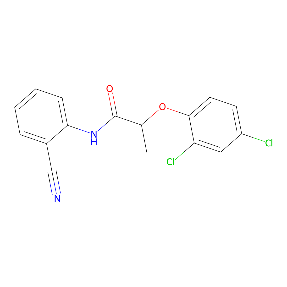N-(2-cyanophenyl)-2-(2,4-dichlorophenoxy)propanamide molecular structure, CAS 356103-14-5