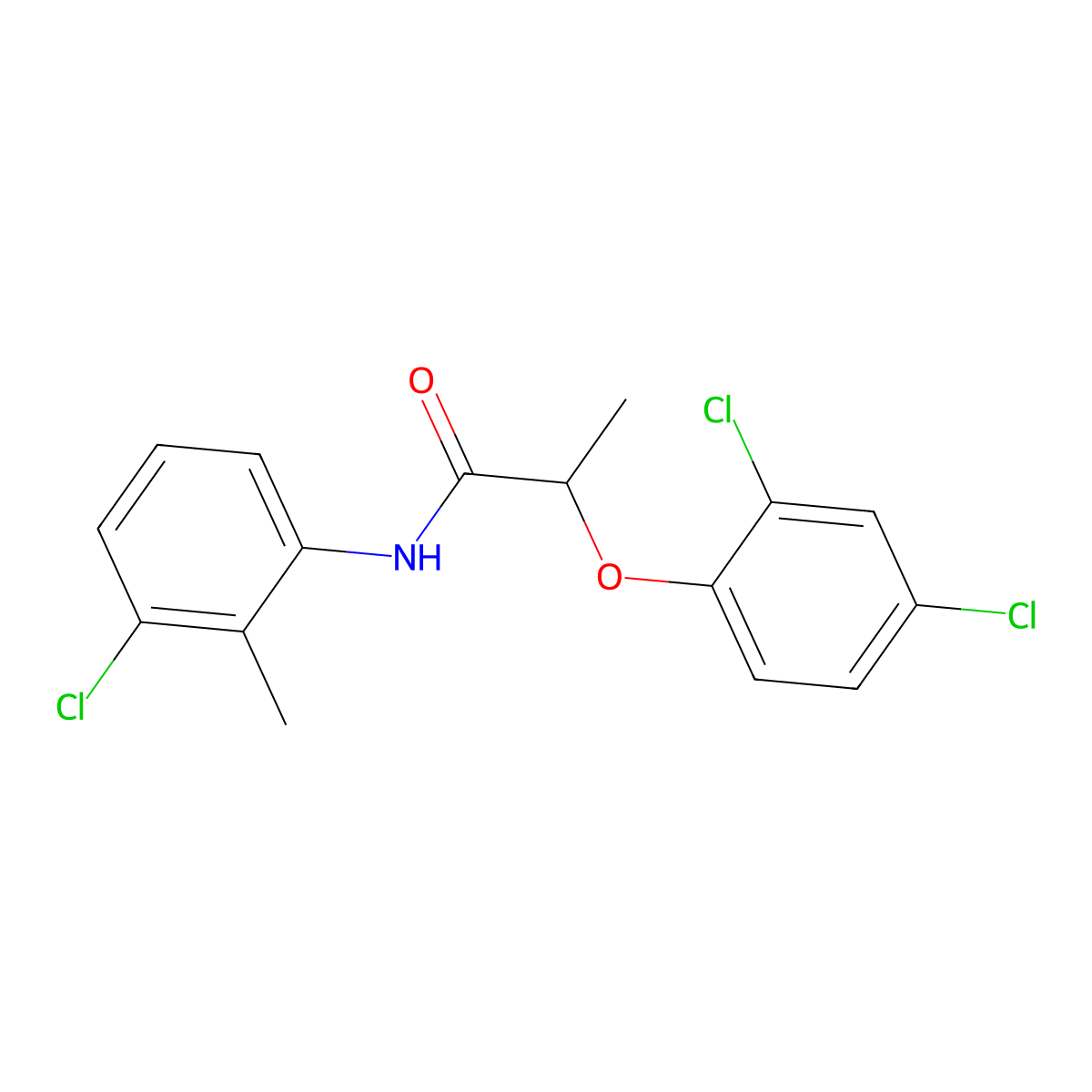 N-(3-chloro-2-methylphenyl)-2-(2,4-dichlorophenoxy)propanamide molecular structure, CAS 356103-18-9