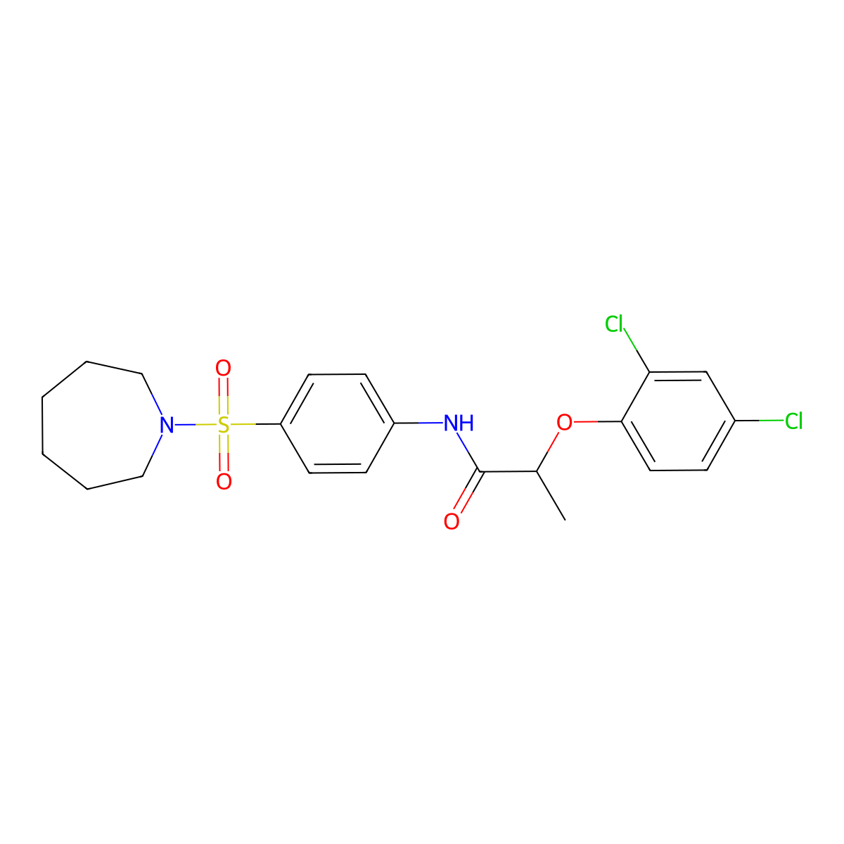 N-[4-(azepan-1-ylsulfonyl)phenyl]-2-(2,4-dichlorophenoxy)propanamide molecular structure, CAS 356103-21-4