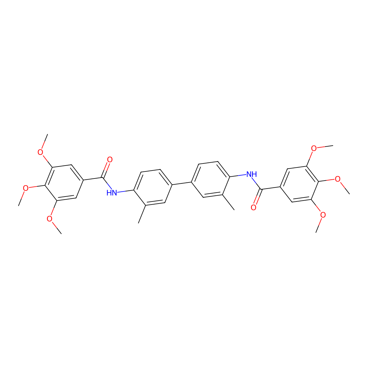 3,4,5-trimethoxy-N-[2-methyl-4-[3-methyl-4-[(3,4,5-trimethoxybenzoyl)amino]phenyl]phenyl]benzamide molecular structure, CAS 356104-15-9