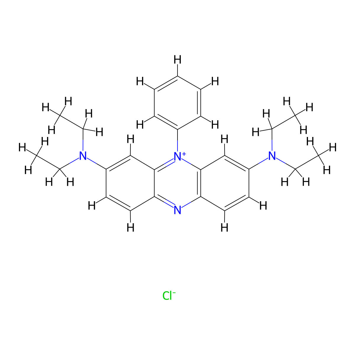 Phenazinium, 3,7-bis(diethylamino)-5-phenyl-, chloride (1:1) molecular structure, CAS 3562-38-7