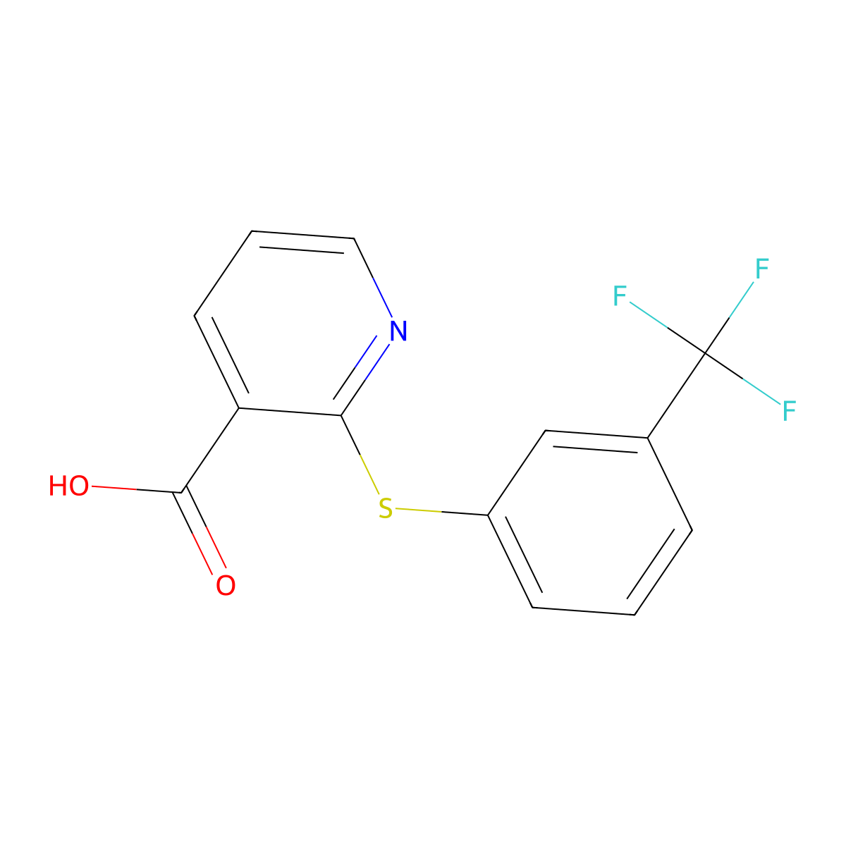 2-{[3-(Trifluoromethyl)phenyl]sulfanyl}pyridine-3-carboxylic acid molecular structure, CAS 35620-74-7