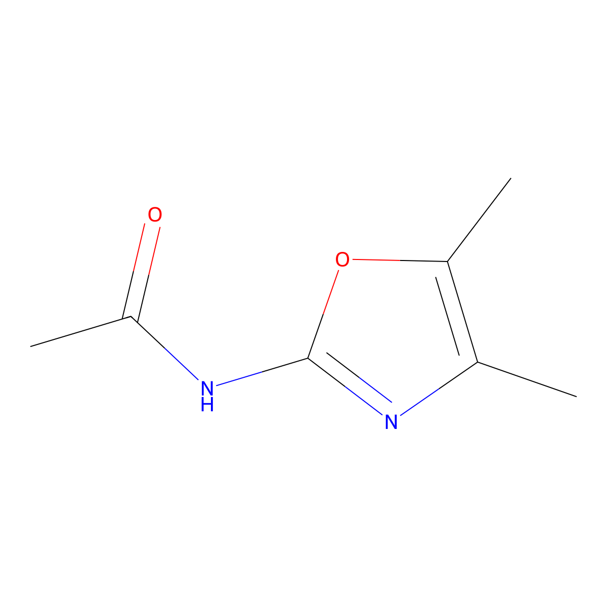 Acetamide, N-(4,5-dimethyl-2-oxazolyl)- molecular structure, CAS 35629-37-9