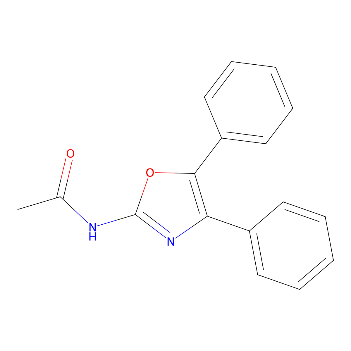 Acetamide, N-(4,5-diphenyl-2-oxazolyl)- molecular structure, CAS 35629-39-1
