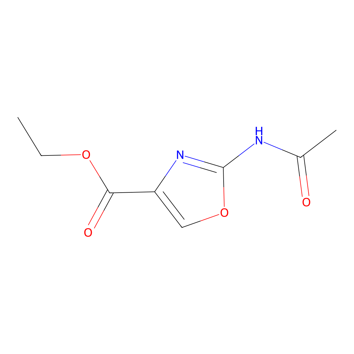 4-Oxazolecarboxylic acid, 2-(acetylamino)-, ethyl ester molecular structure, CAS 35629-42-6