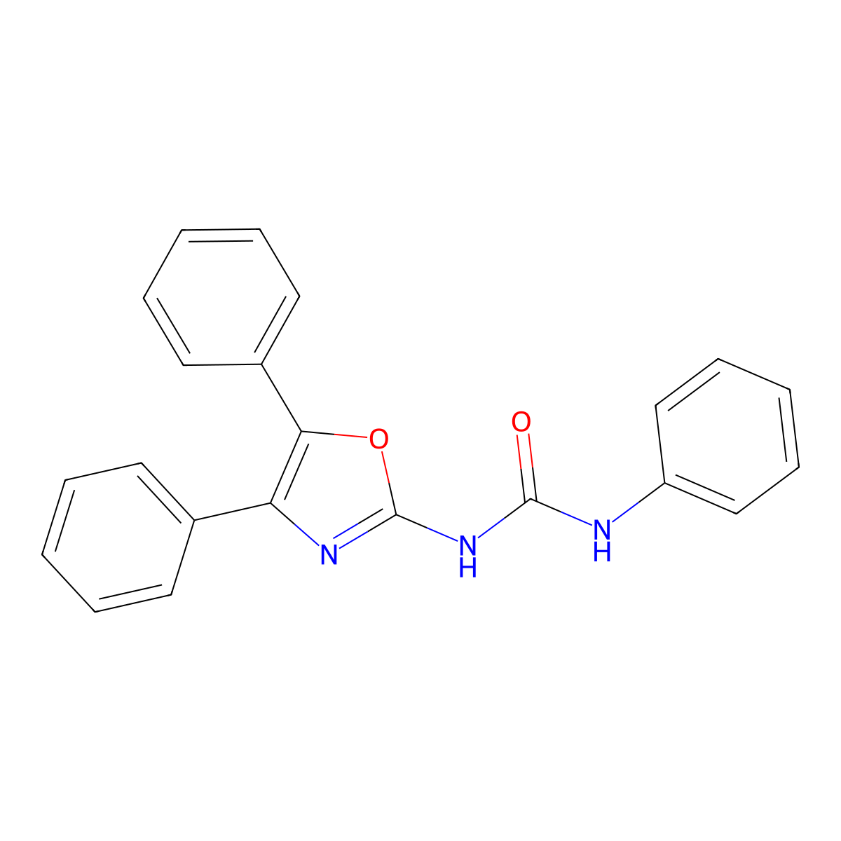 Urea, N-(4,5-diphenyl-2-oxazolyl)-N'-phenyl- molecular structure, CAS 35629-55-1