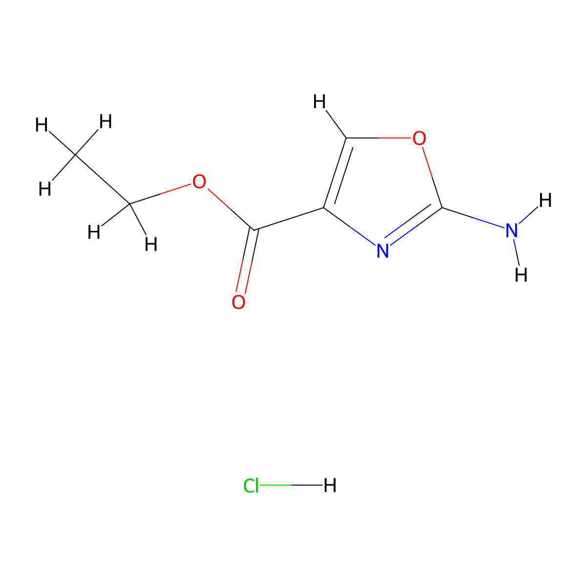 Ethyl 2-aminooxazole-4-carboxylate hydrochloride molecular structure, CAS 35629-72-2