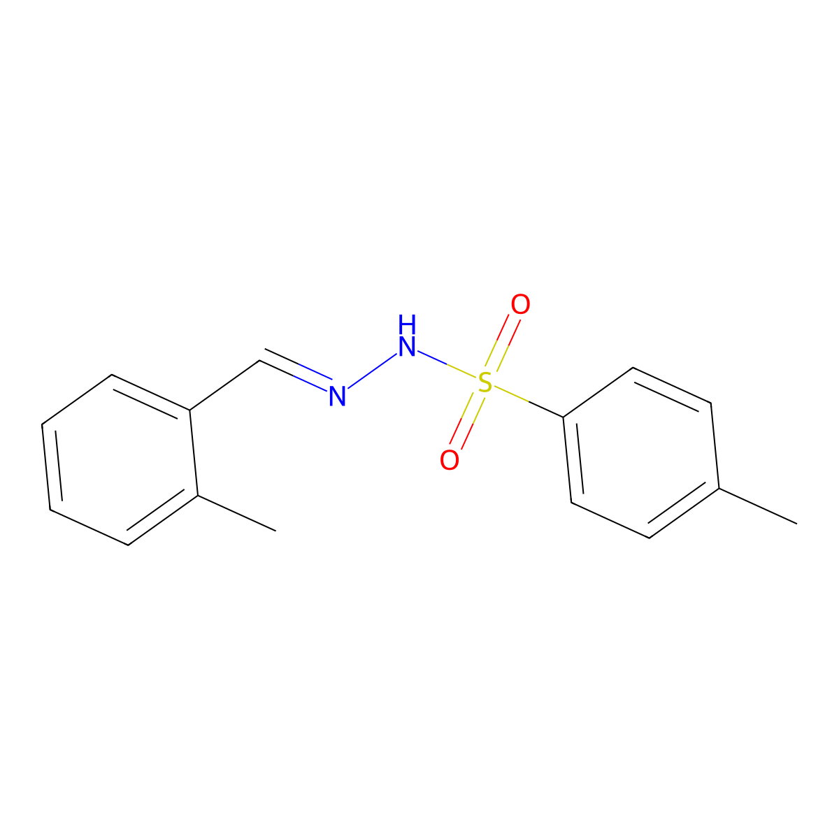 Benzenesulfonic acid, 4-methyl-, [(2-methylphenyl)methylene]hydrazide molecular structure, CAS 35629-84-6