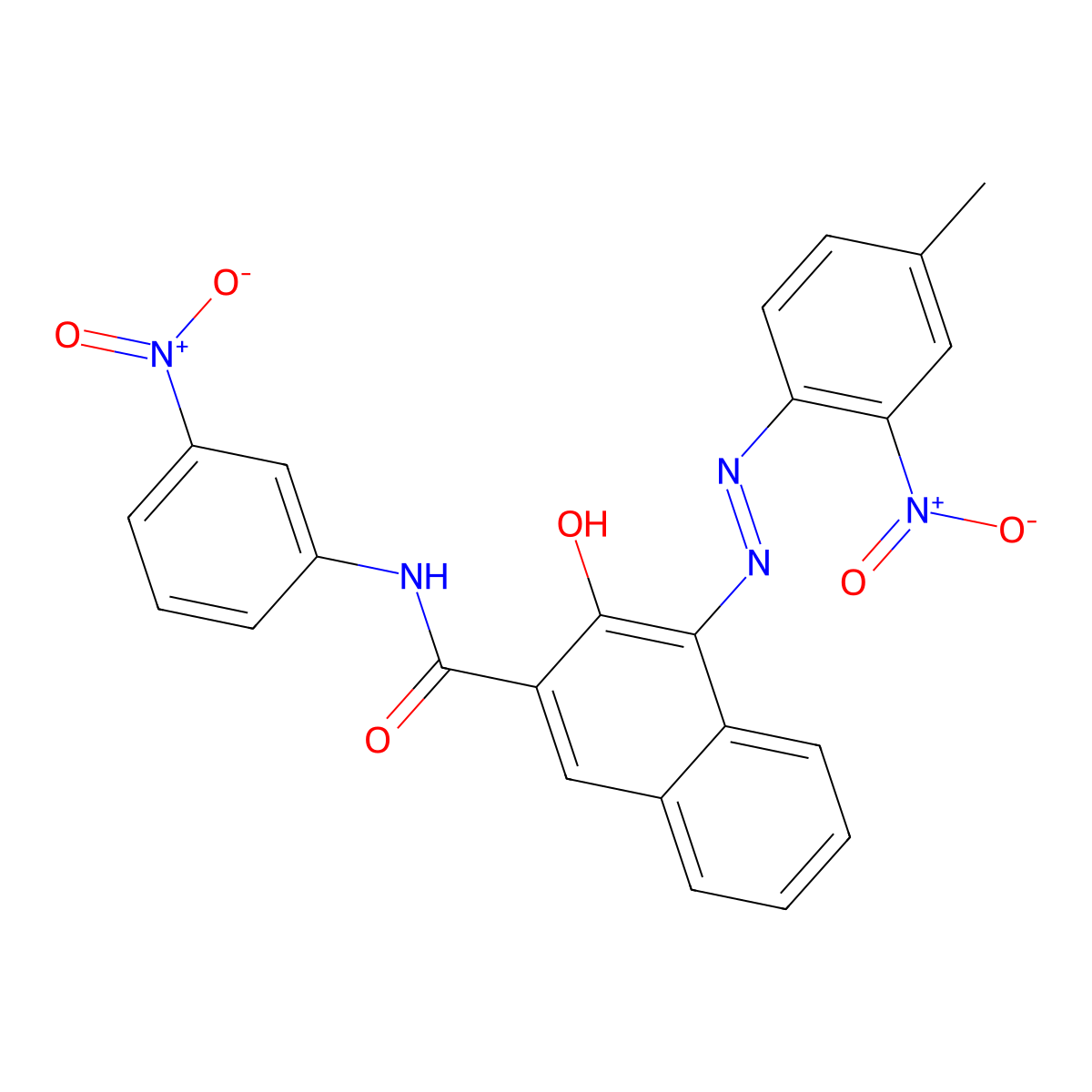 2-Naphthalenecarboxamide, 3-hydroxy-4-[(4-methyl-2-nitrophenyl)azo]-N-(3-nitrophenyl)- molecular structure, CAS 3564-22-5