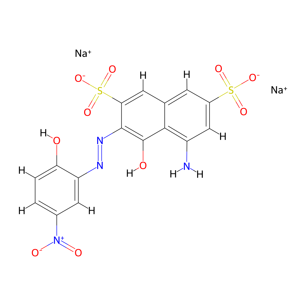 Disodium 5-amino-4-hydroxy-3-((2-hydroxy-5-nitrophenyl)azo)naphthalene-2,7-disulphonate molecular structure, CAS 3564-28-1