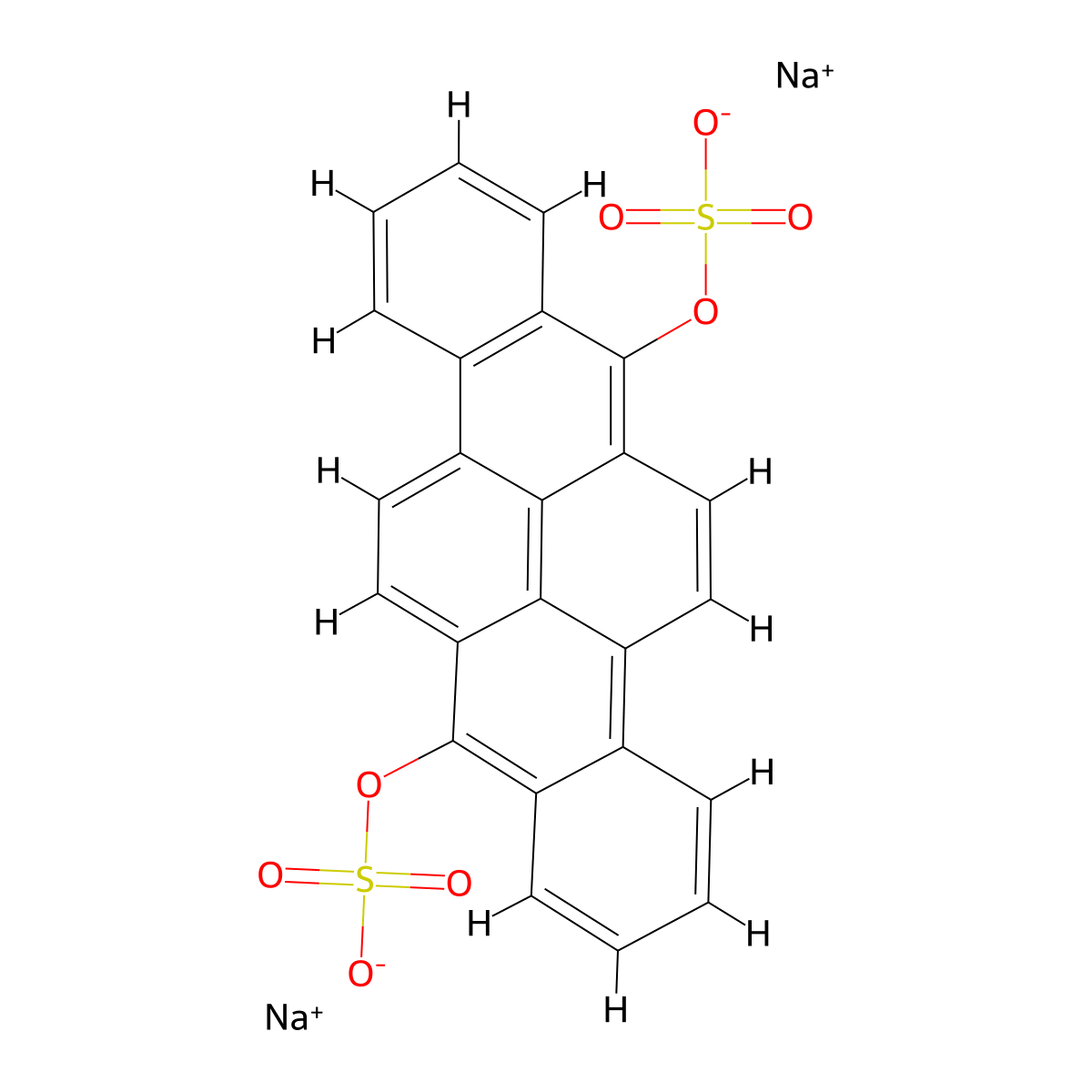 Dibenzo[b,def]chrysene-7,14-diol, 7,14-bis(hydrogen sulfate), sodium salt (1:2) molecular structure, CAS 3564-70-3