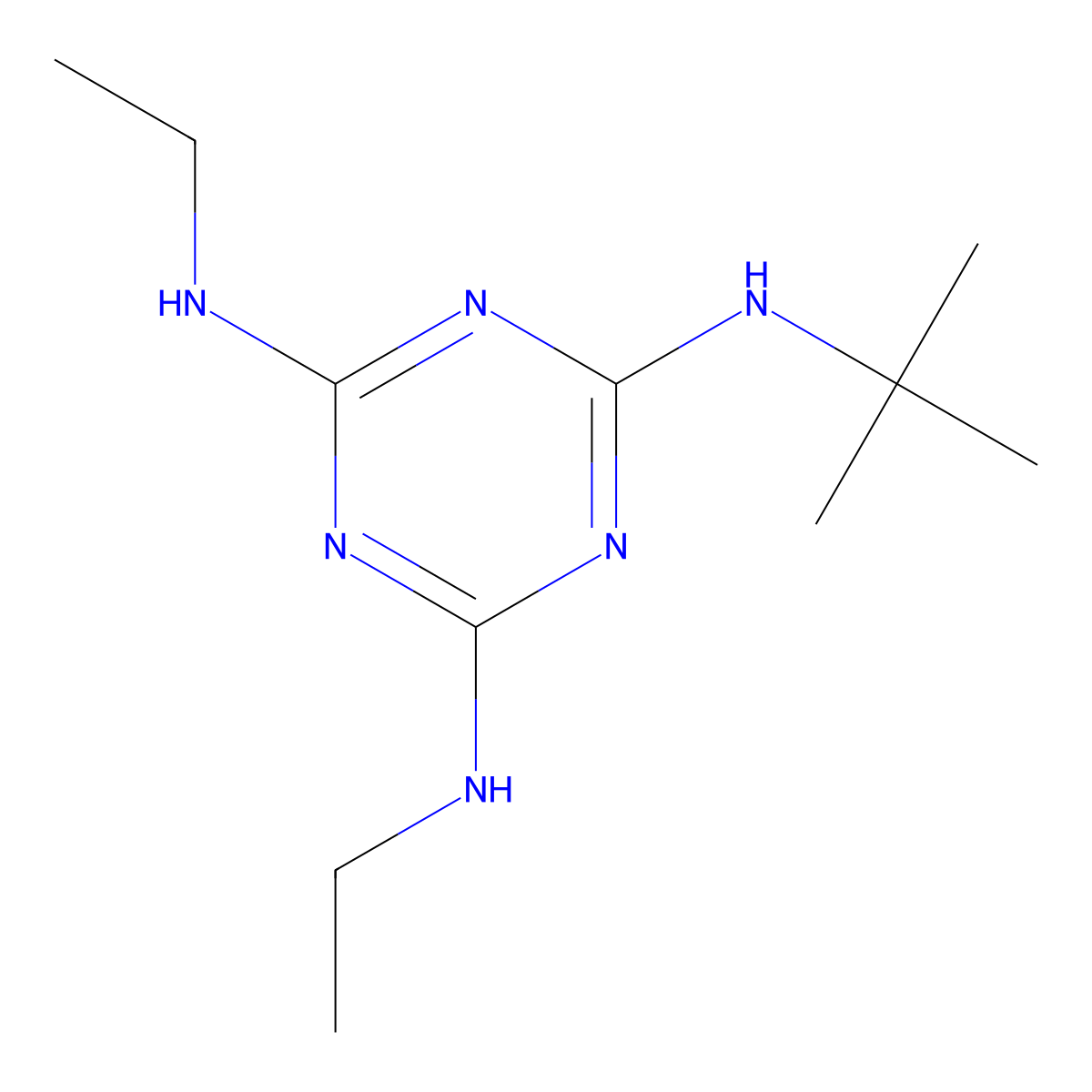 6-(tert-butylimino)-2-N,4-N-diethyl-3,6-dihydro-1,3,5-triazine-2,4-diamine molecular structure, CAS 35651-07-1