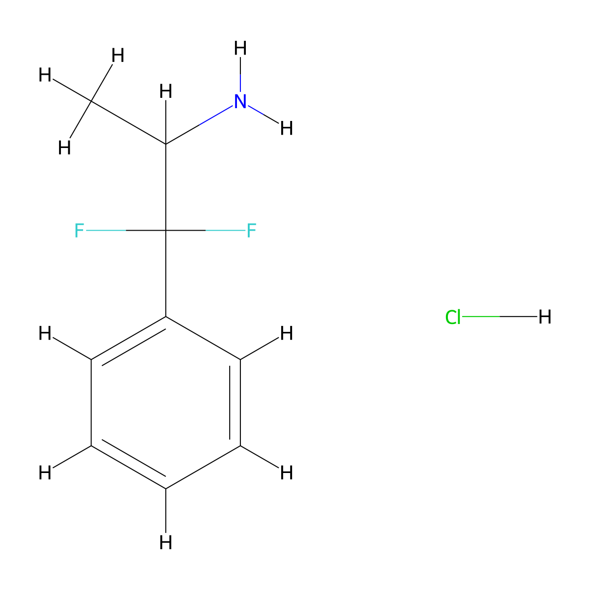 1,1-Difluoro-1-phenylpropan-2-amine hydrochloride molecular structure, CAS 35651-89-9