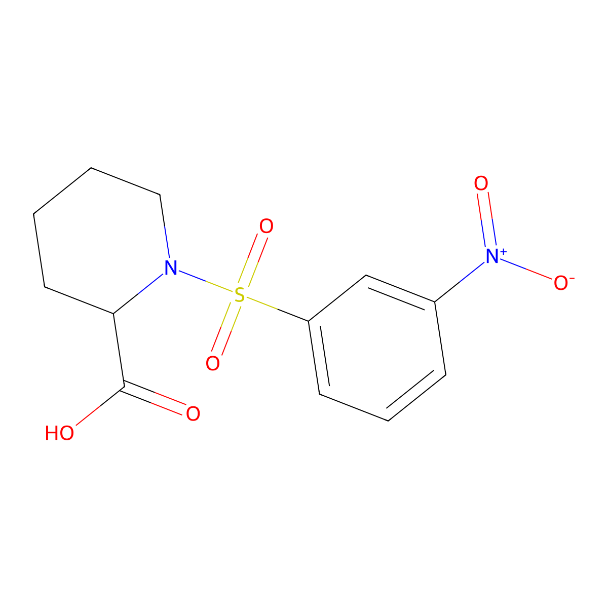 1-[(3-Nitrophenyl)sulfonyl]piperidine-2-carboxylic acid molecular structure, CAS 356522-47-9