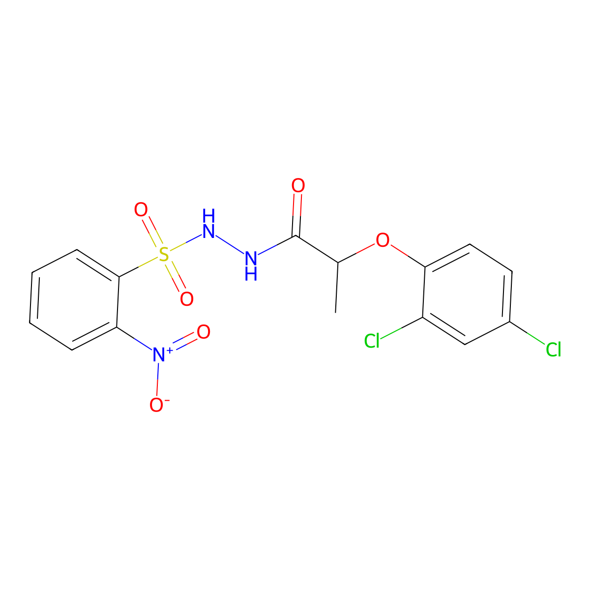 2-(2,4-dichlorophenoxy)-N'-[(2-nitrophenyl)sulfonyl]propanehydrazide molecular structure, CAS 356526-31-3