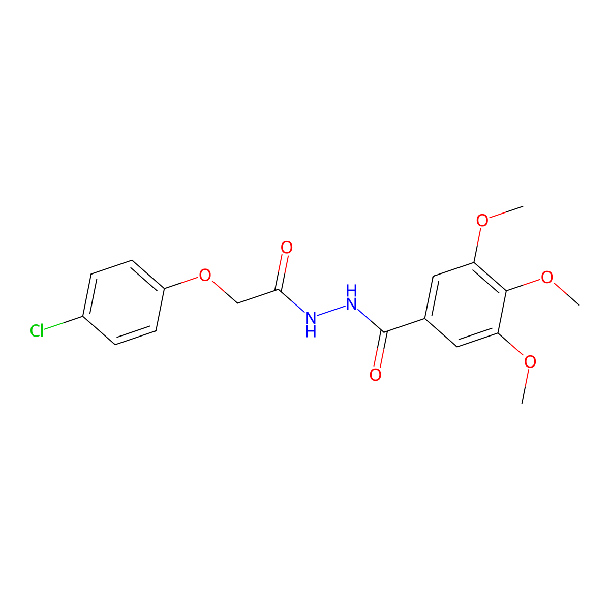 N'-[(4-chlorophenoxy)acetyl]-3,4,5-trimethoxybenzohydrazide molecular structure, CAS 356527-00-9