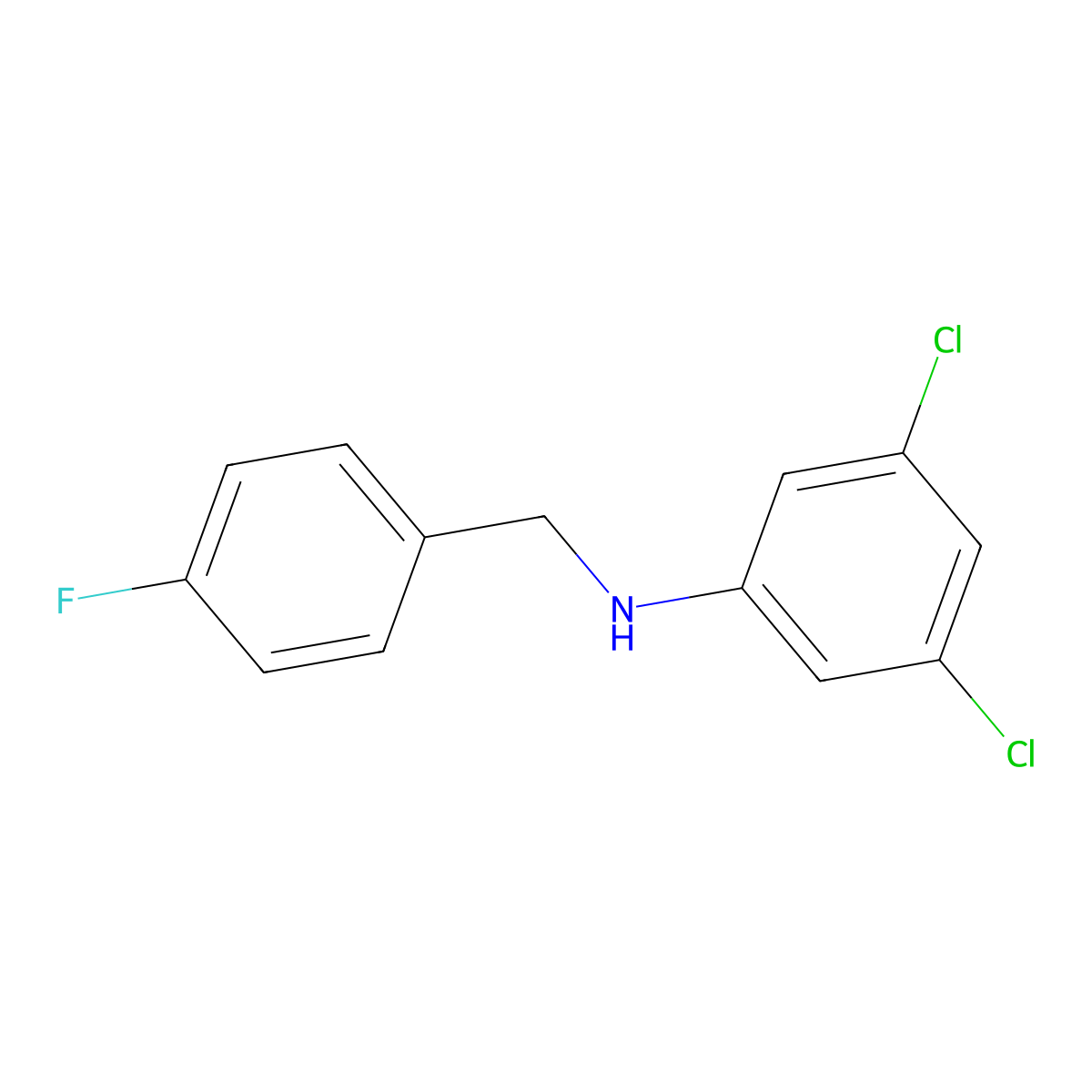 3,5-dichloro-N-(4-fluorobenzyl)aniline molecular structure, CAS 356531-57-2