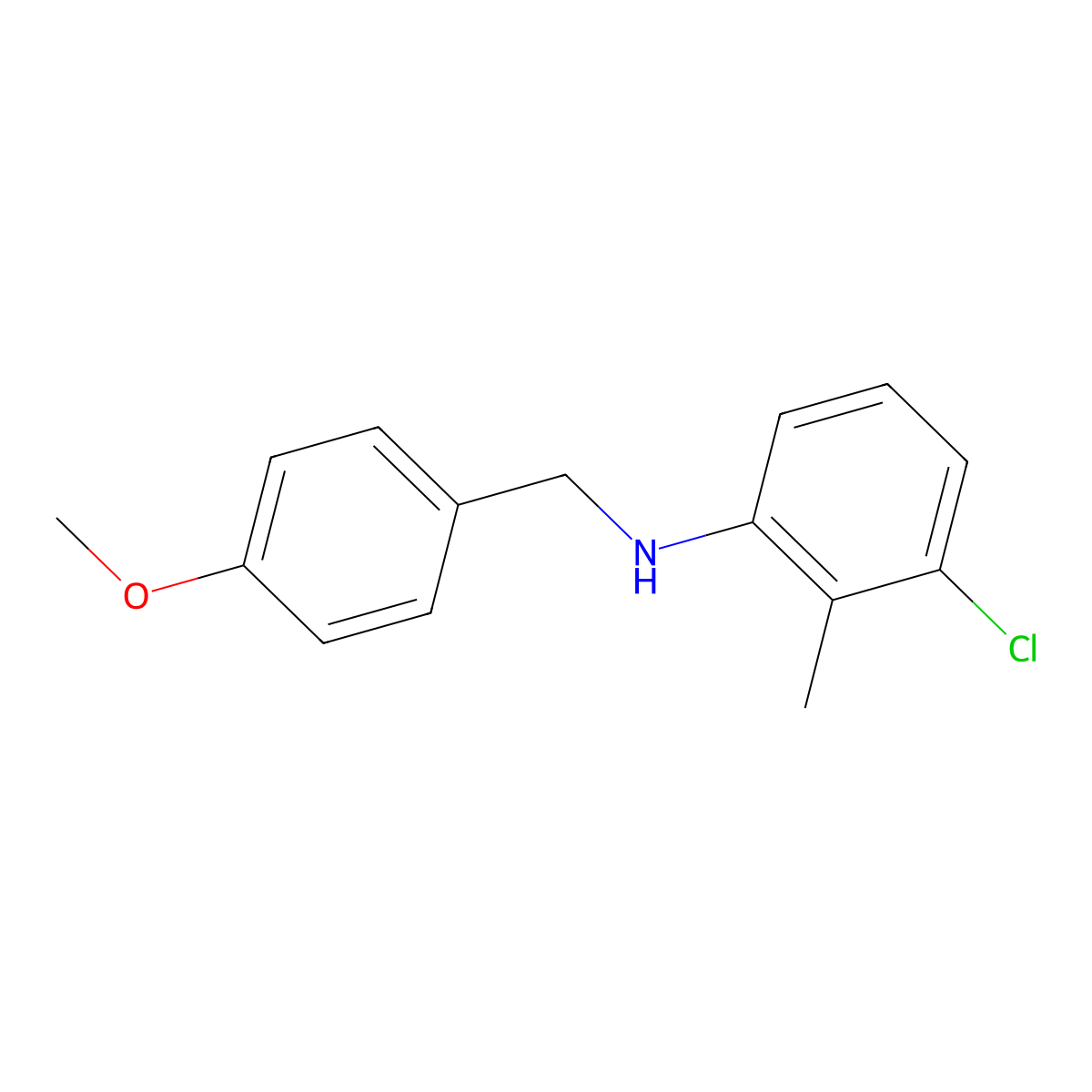 3-Chloro-N-(4-methoxybenzyl)-2-methylaniline molecular structure, CAS 356537-01-4