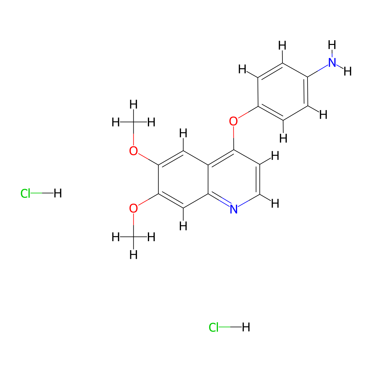 4-((6,7-Dimethoxyquinolin-4-yl)oxy)aniline dihydrochloride molecular structure, CAS 35654-47-8