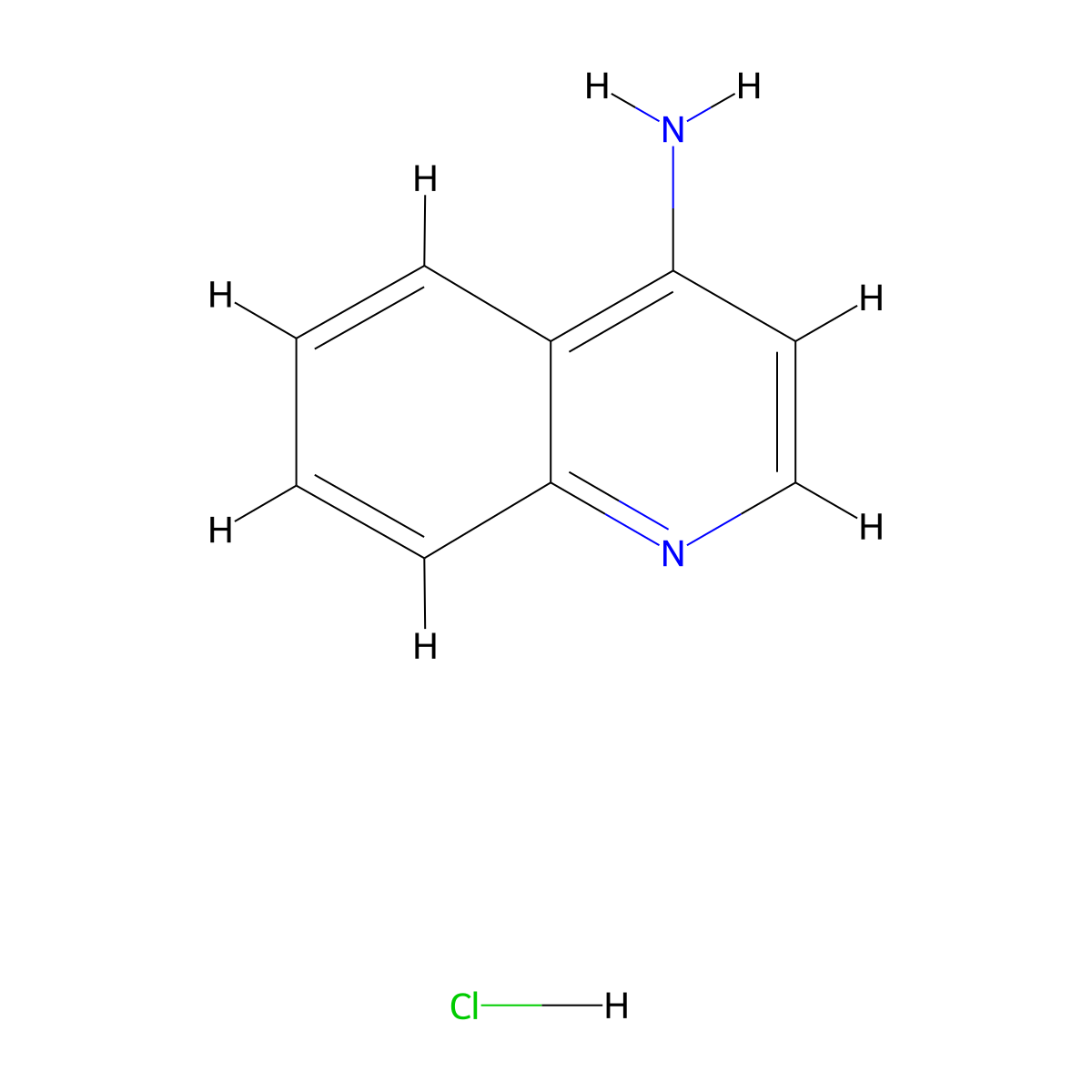 Quinolin-4-amine hydrochloride molecular structure, CAS 35654-61-6