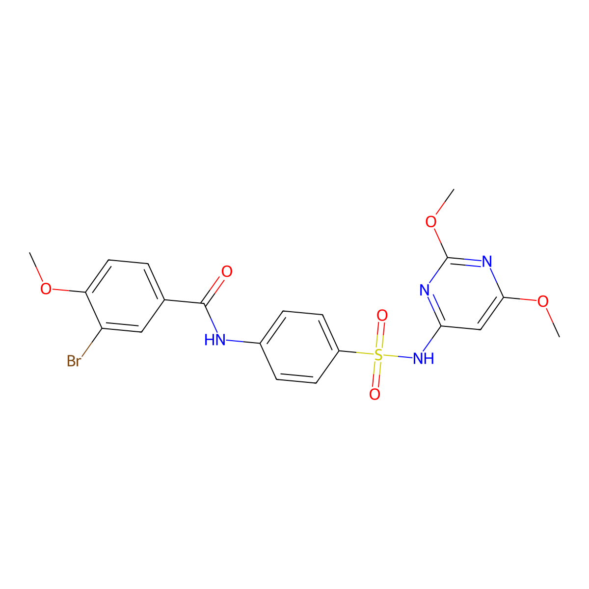 3-bromo-N-{4-[(2,6-dimethoxypyrimidin-4-yl)sulfamoyl]phenyl}-4-methoxybenzamide molecular structure, CAS 356550-25-9